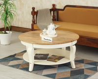 Mumbai Solid Wood Round Coffee Table - Coffee Table - Furniselan Frosty White