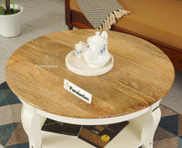 Mumbai Solid Wood Round Coffee Table - Coffee Table - Furniselan Frosty White