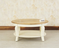 Mumbai Solid Wood Round Coffee Table - Coffee Table - Furniselan Frosty White