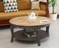 Mumbai Solid Wood Round Coffee Table Furniselan -  Slate-Grey