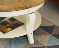 Mumbai Solid Wood Round Coffee Table - Coffee Table - Furniselan Frosty White