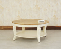 Mumbai Solid Wood Round Coffee Table - Coffee Table - Furniselan Frosty White