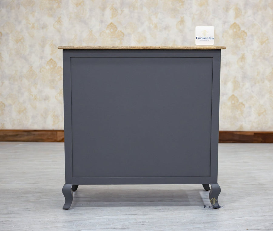 Mumbai Solid Wood Shoe Rack Cabinet Two Doors & Drawers - Sideboard - Furniselan-Slate-Grey