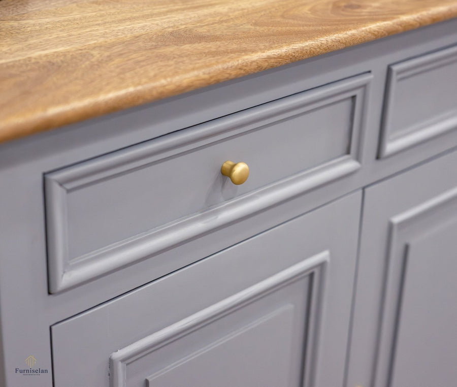 Mumbai Solid Wood Shoe Rack Cabinet Two Doors & Drawers - Sideboard - Furniselan-Cool-Grey