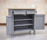 Mumbai Solid Wood Shoe Rack Cabinet Two Doors & Drawers - Sideboard - Furniselan-Cool-Grey