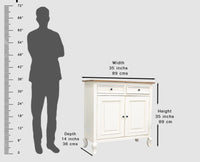 Mumbai Solid Wood Shoe Rack Cabinet Two Doors & Drawers - Sideboard - Furniselan-Frosty-White