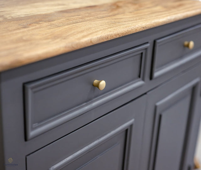 Mumbai Solid Wood Shoe Rack Cabinet Two Doors & Drawers - Sideboard - Furniselan-Slate-Grey