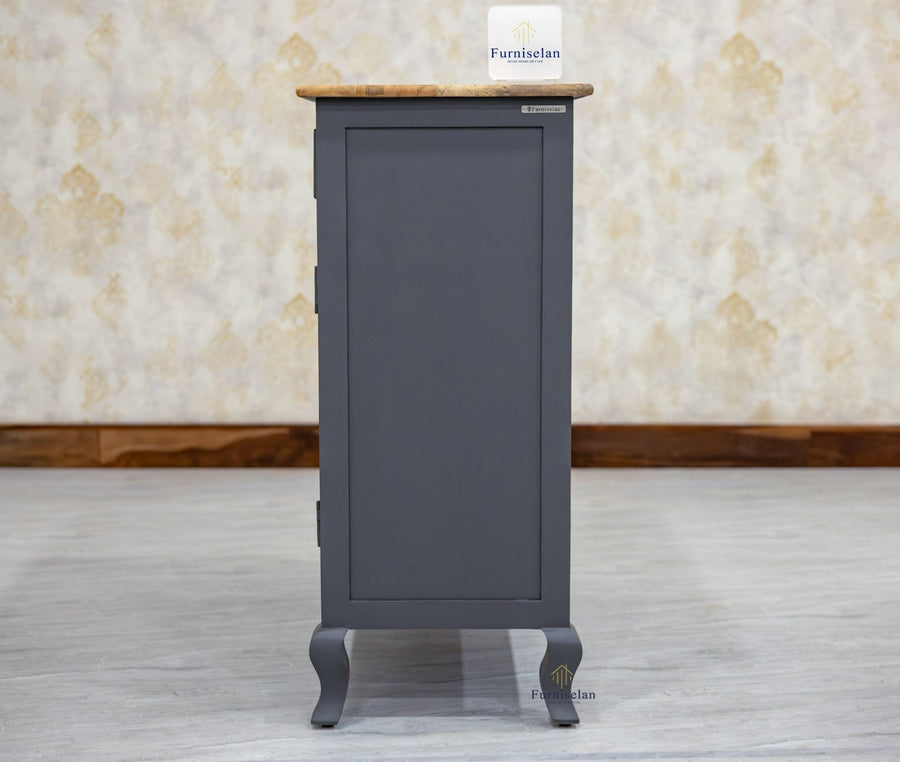 Mumbai Solid Wood Shoe Rack Cabinet Two Doors & Drawers - Sideboard - Furniselan-Slate-Grey