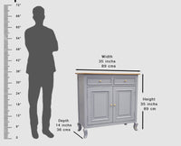 Mumbai Solid Wood Shoe Rack Cabinet Two Doors & Drawers - Sideboard - Furniselan-Cool-Grey