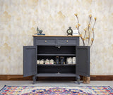 Mumbai Solid Wood Shoe Rack Cabinet Two Doors & Drawers - Sideboard - Furniselan-Slate-Grey