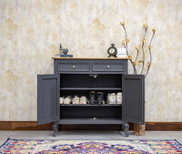 Mumbai Solid Wood Shoe Rack Cabinet Two Doors & Drawers - Sideboard - Furniselan-Slate-Grey