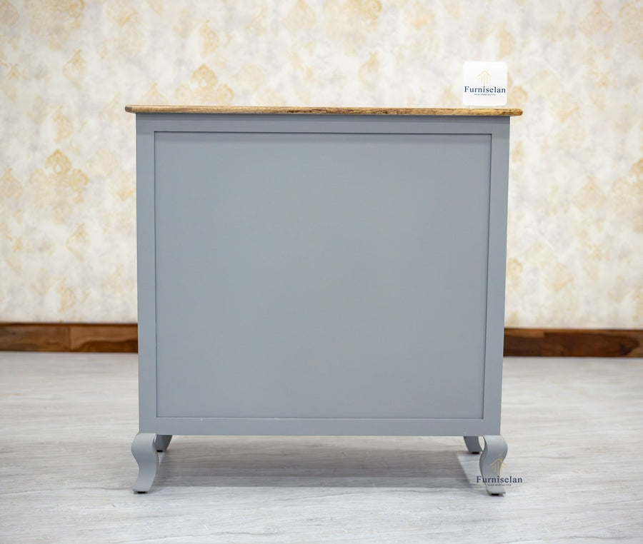 Mumbai Solid Wood Shoe Rack Cabinet Two Doors & Drawers - Sideboard - Furniselan-Cool-Grey