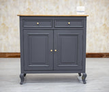 Mumbai Solid Wood Shoe Rack Cabinet Two Doors & Drawers - Sideboard - Furniselan-Slate-Grey