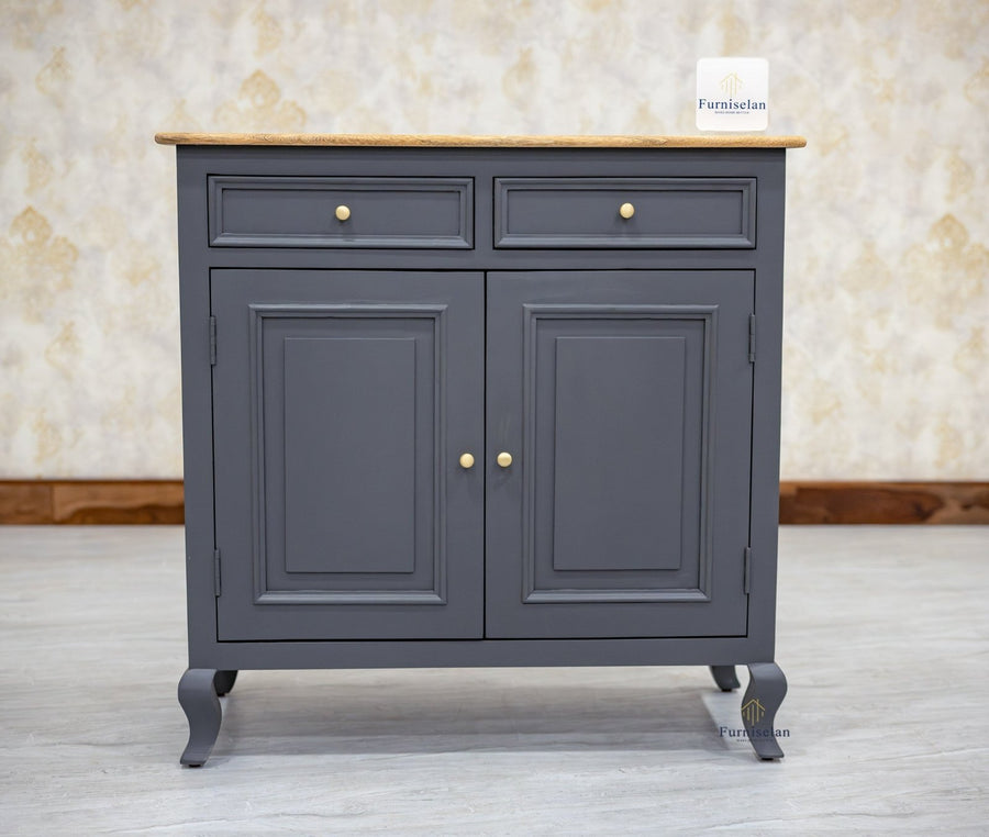 Mumbai Solid Wood Shoe Rack Cabinet Two Doors & Drawers - Sideboard - Furniselan-Slate-Grey