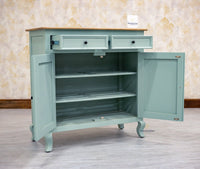Mumbai Solid Wood Shoe Rack Cabinet Two Doors & Drawers - Sideboard - Furniselan-Silt-Green