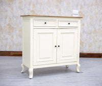 Mumbai Solid Wood Shoe Rack Cabinet Two Doors & Drawers - Sideboard - Furniselan-Frosty-White