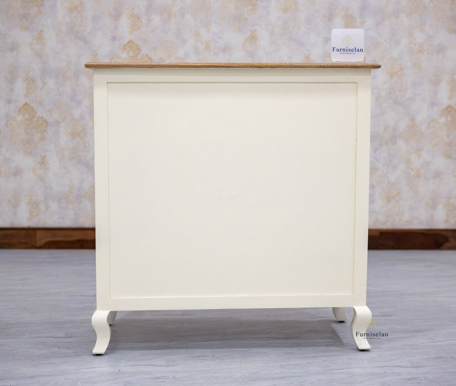 Mumbai Solid Wood Shoe Rack Cabinet Two Doors & Drawers - Sideboard - Furniselan-Frosty-White