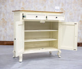 Mumbai Solid Wood Shoe Rack Cabinet Two Doors & Drawers - Sideboard - Furniselan-Frosty-White