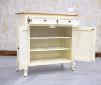 Mumbai Solid Wood Shoe Rack Cabinet Two Doors & Drawers - Sideboard - Furniselan-Frosty-White