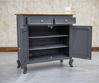 Mumbai Solid Wood Shoe Rack Cabinet Two Doors & Drawers - Sideboard - Furniselan-Slate-Grey