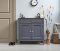 Mumbai Solid Wood Shoe Rack Cabinet Two Doors & Drawers - Sideboard - Furniselan-Slate-Grey