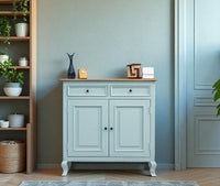 Mumbai Solid Wood Shoe Rack Cabinet Two Doors & Drawers - Sideboard - Furniselan-Silt-Green