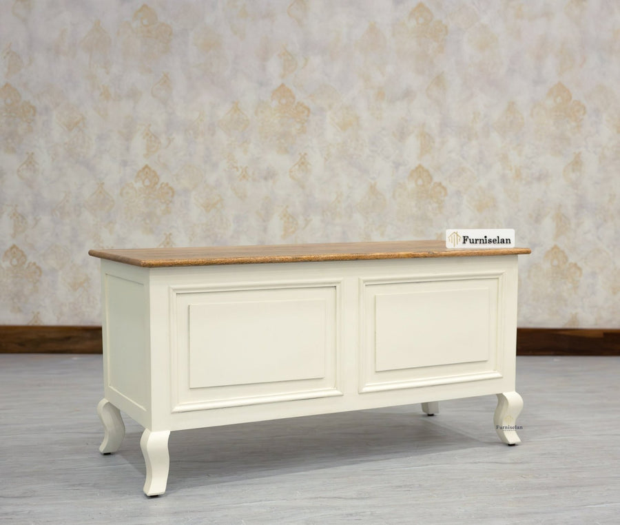 Mumbai Solid Wood Storage Trunk Box - Trunks & Cabinets - Furniselan-Frosty-White