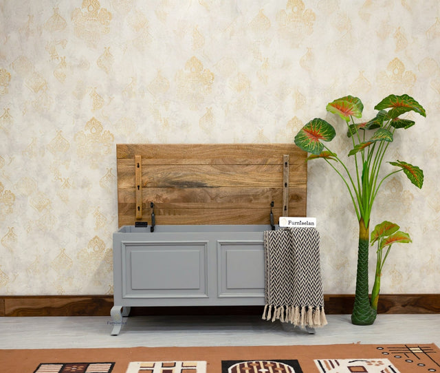 Mumbai Solid Wood Storage Trunk Box - Trunks & Cabinets - Furniselan-
Cool-Grey