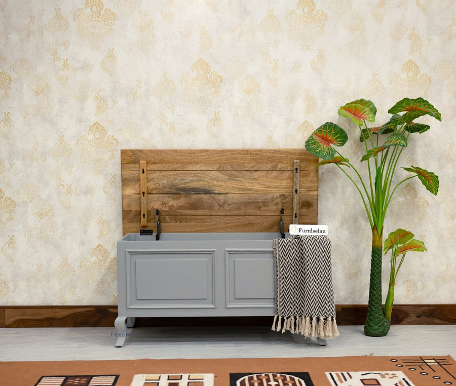 Mumbai Solid Wood Storage Trunk Box - Trunks & Cabinets - Furniselan-
Cool-Grey