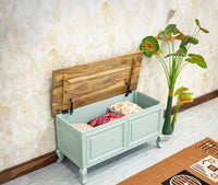 Mumbai Solid Wood Storage Trunk Box - Trunks & Cabinets - Furniselan-Silt-Green