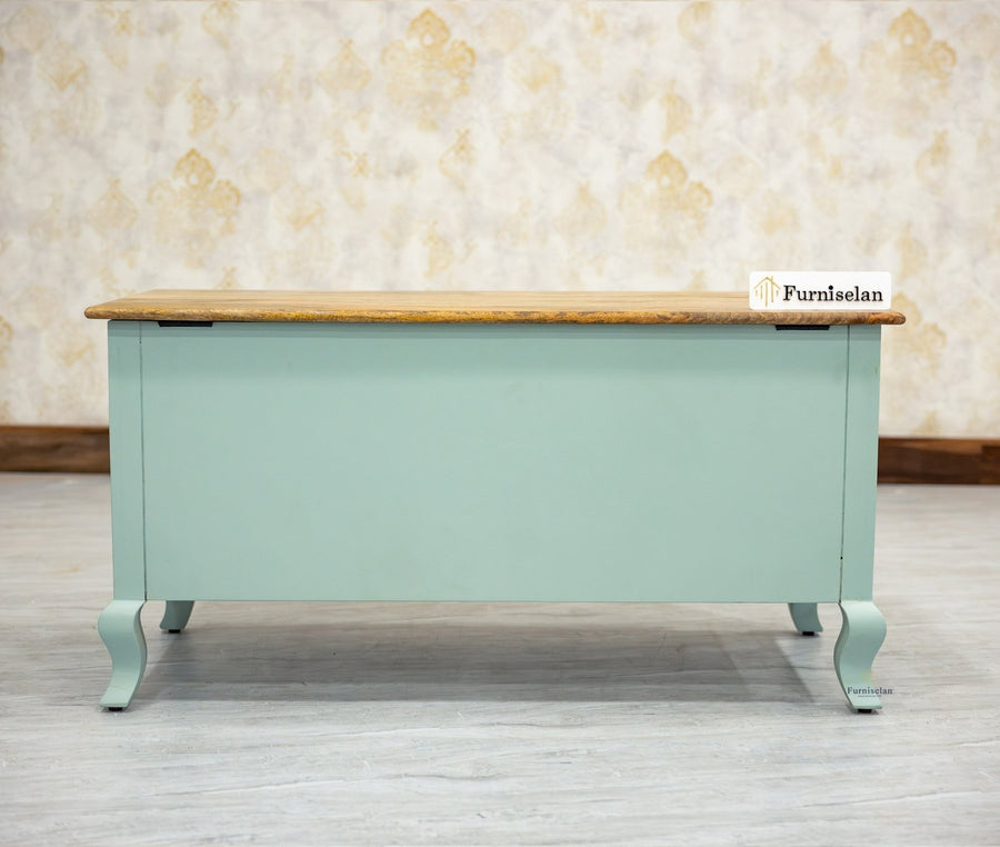 Mumbai Solid Wood Storage Trunk Box - Trunks & Cabinets - Furniselan-Silt-Green