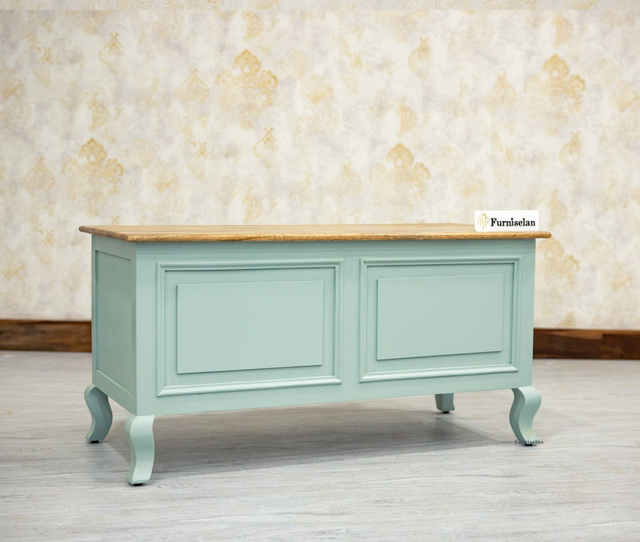 Mumbai Solid Wood Storage Trunk Box - Trunks & Cabinets - Furniselan-Silt-Green