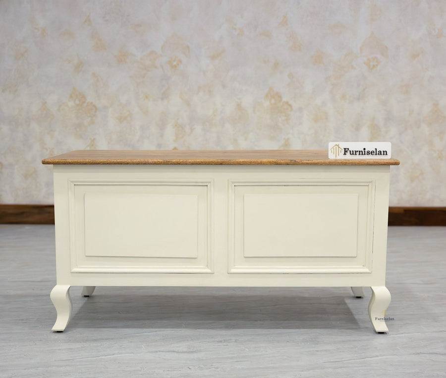 Mumbai Solid Wood Storage Trunk Box - Trunks & Cabinets - Furniselan-Frosty-White