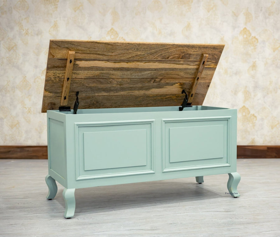 Mumbai Solid Wood Storage Trunk Box - Trunks & Cabinets - Furniselan-Silt-Green