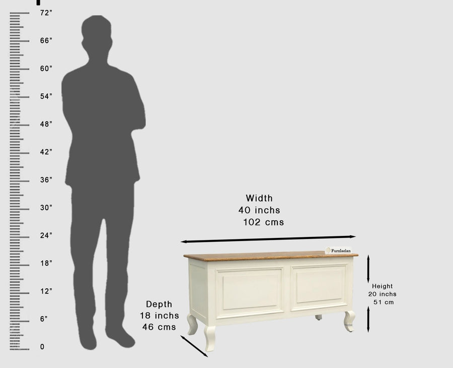 Mumbai Solid Wood Storage Trunk Box - Trunks & Cabinets - Furniselan-Frosty-White