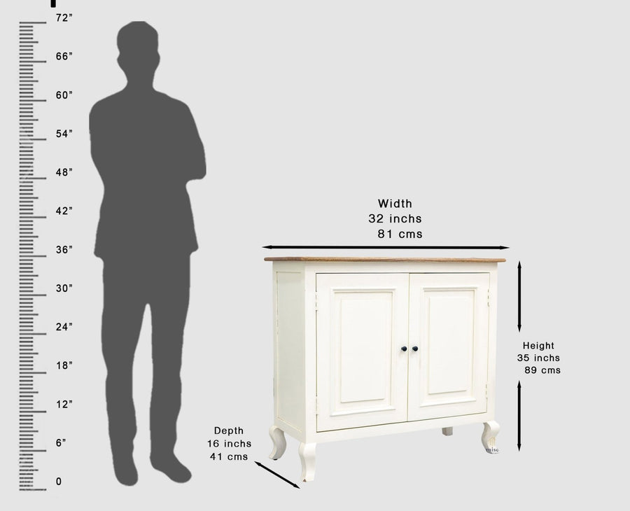 Mumbai Solid Wood Two Door Sideboard Cabinet - Sideboard - Furniselan - Frosty-White