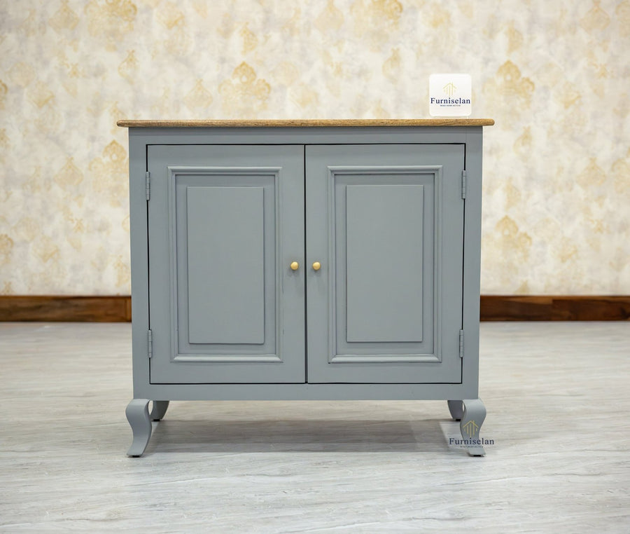 Mumbai Solid Wood Two Door Sideboard Cabinet - Sideboard - Furniselan - Cool-Grey