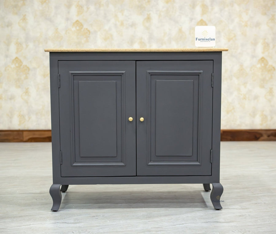 Mumbai Solid Wood Two Door Sideboard Cabinet - Sideboard - Furniselan - Slate-Grey