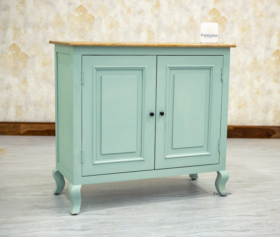 Mumbai Solid Wood Two Door Sideboard Cabinet - Sideboard - Furniselan - Silt-Green