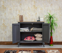 Mumbai Solid Wood Two Door Sideboard Cabinet - Sideboard - Furniselan - Slate-Grey