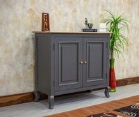 Mumbai Solid Wood Two Door Sideboard Cabinet - Sideboard - Furniselan - Slate-Grey