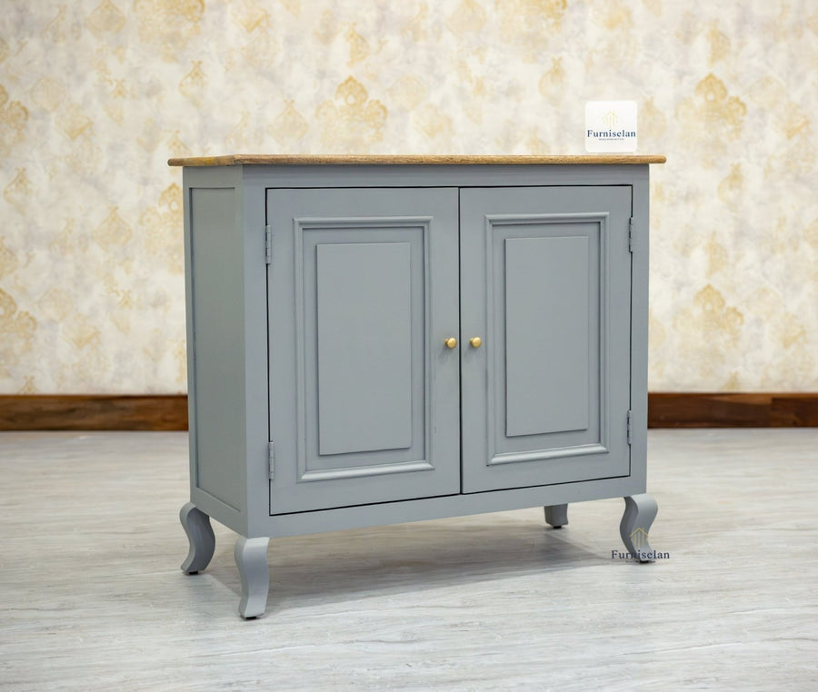 Mumbai Solid Wood Two Door Sideboard Cabinet - Sideboard - Furniselan - Cool-Grey