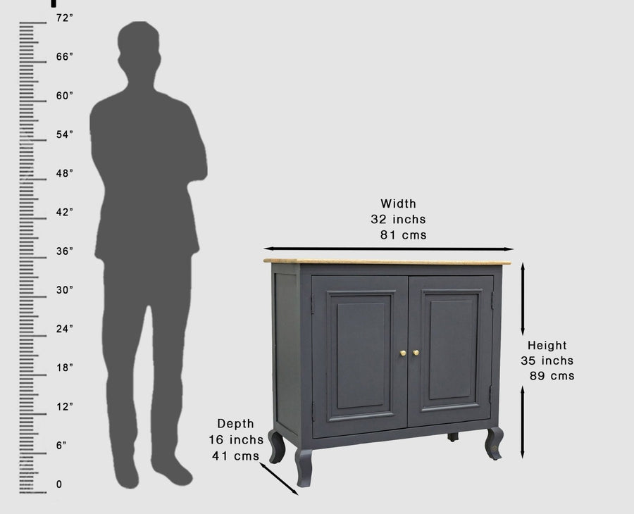 Mumbai Solid Wood Two Door Sideboard Cabinet - Sideboard - Furniselan - Slate-Grey