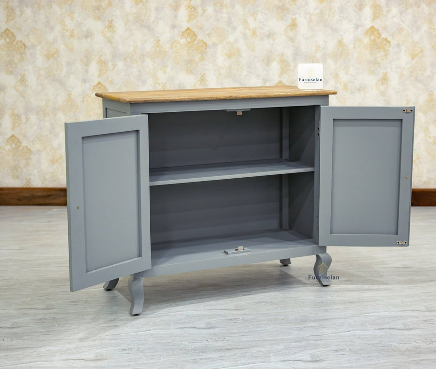 Mumbai Solid Wood Two Door Sideboard Cabinet - Sideboard - Furniselan - Cool-Grey