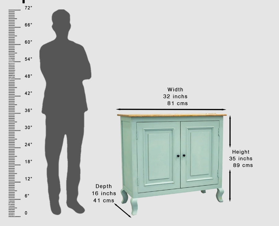 Mumbai Solid Wood Two Door Sideboard Cabinet - Sideboard - Furniselan - Silt-Green