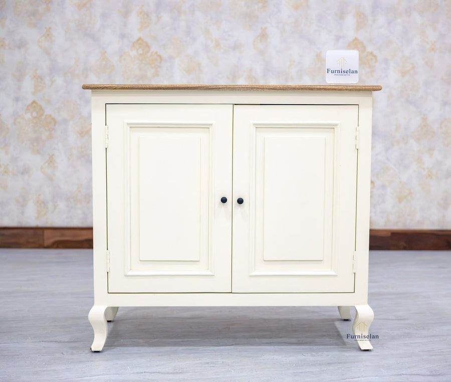 Mumbai Solid Wood Two Door Sideboard Cabinet - Sideboard - Furniselan - Frosty-White
