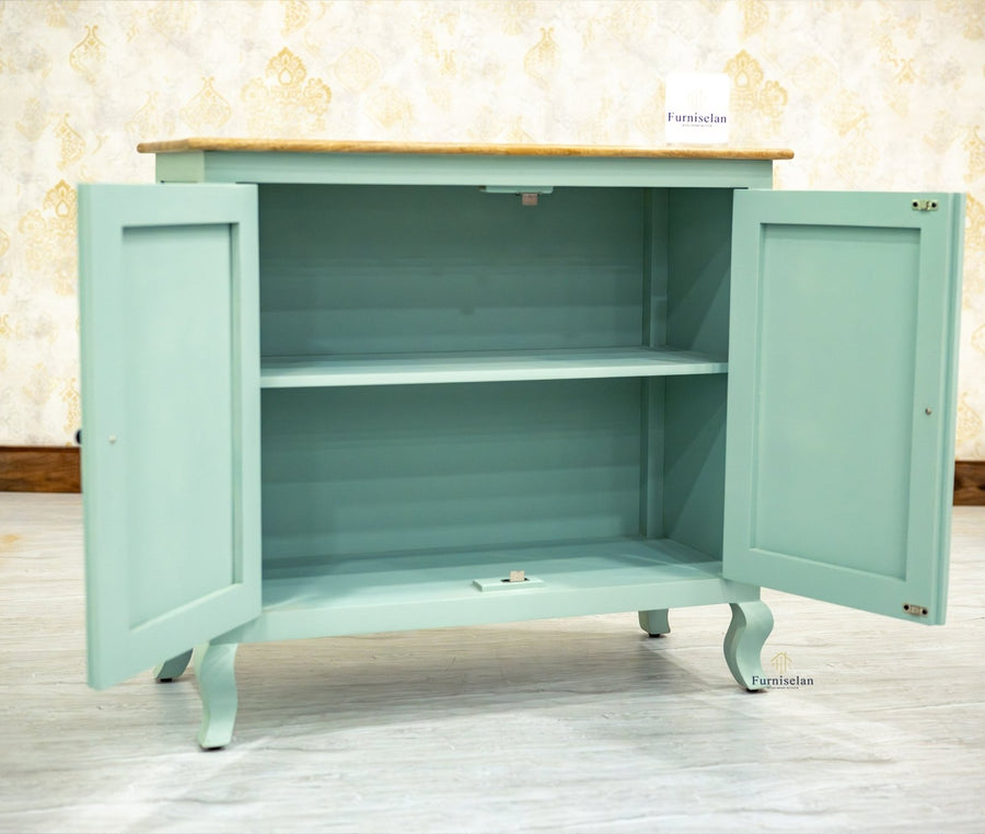 Mumbai Solid Wood Two Door Sideboard Cabinet - Sideboard - Furniselan - Silt-Green