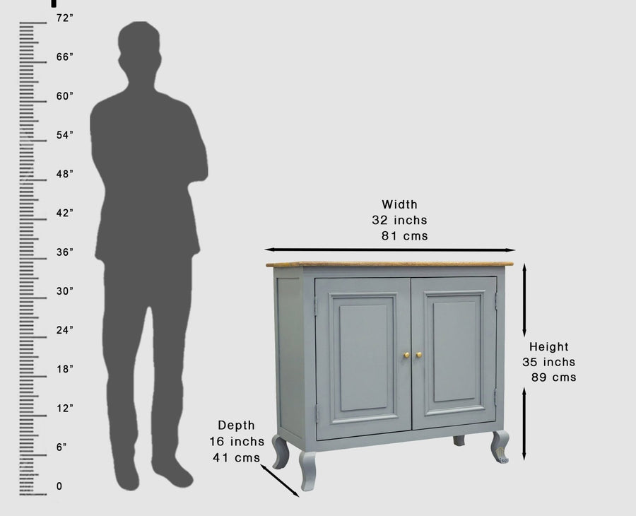 Mumbai Solid Wood Two Door Sideboard Cabinet - Sideboard - Furniselan - Cool-Grey