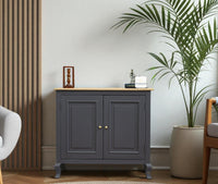 Mumbai Solid Wood Two Door Sideboard Cabinet - Sideboard - Furniselan - Slate-Grey