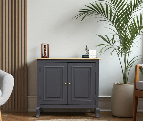 Mumbai Solid Wood Two Door Sideboard Cabinet - Sideboard - Furniselan - Slate-Grey
